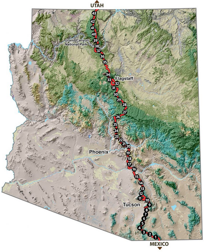Übersicht Arizona Trail